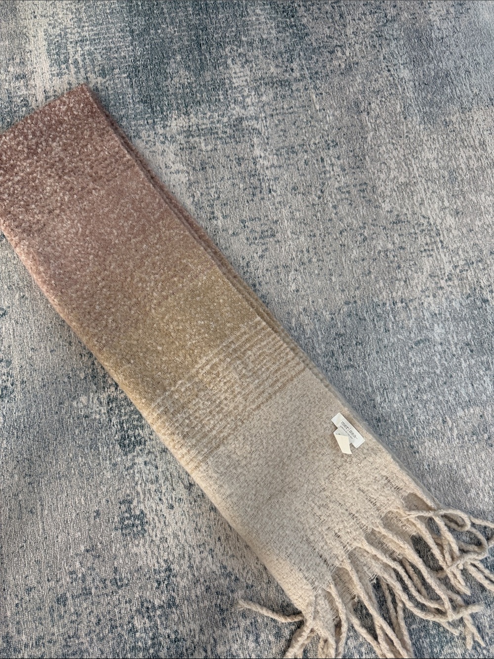 Blush-to-Cream Ombre Fringe Scarf